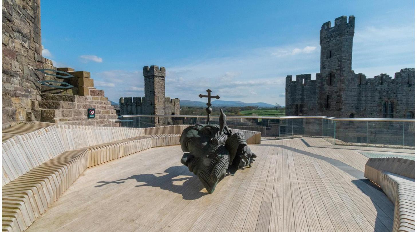 Caernarfon Castle terrace and towers